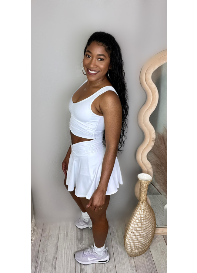 White athletic crop top
