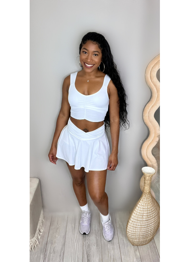 White athletic crop top