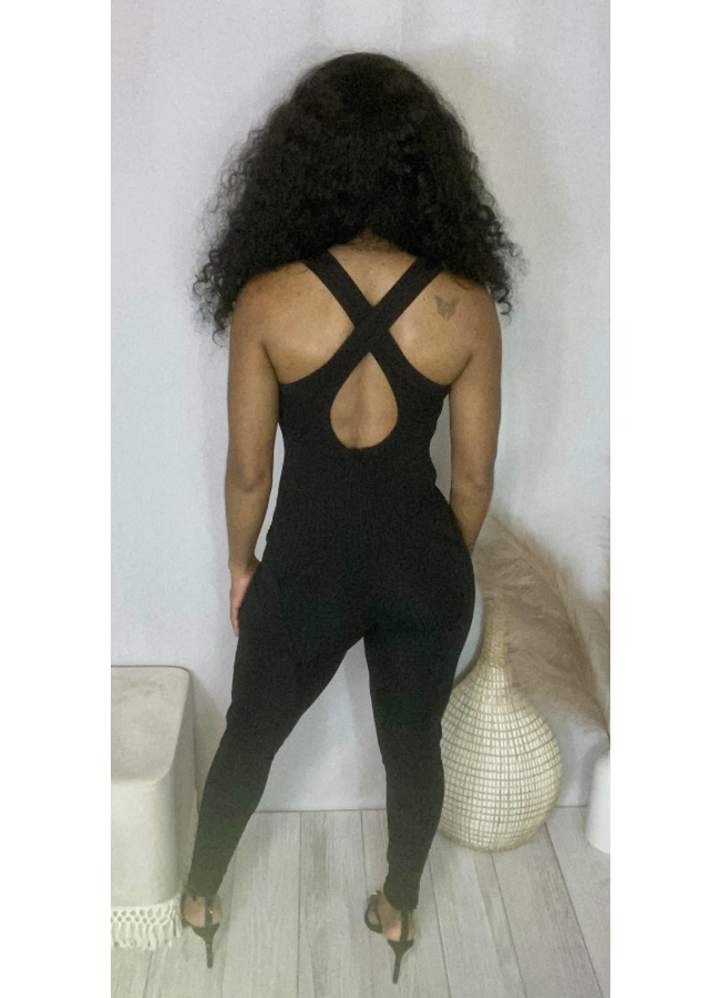 Black fitted jumpsuit