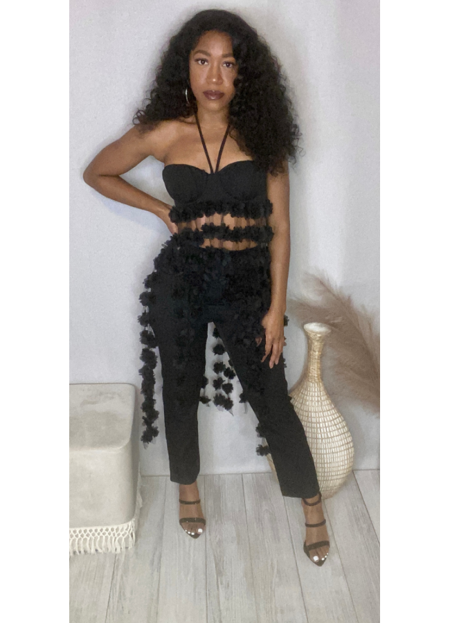 2 piece crop hot sale top and pants set