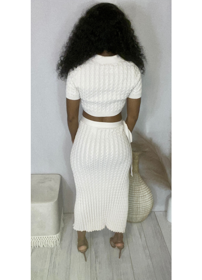 Natural knit wrap skirt set J La Boutique