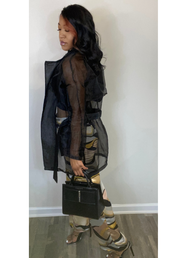 Black sheer trench shop coat
